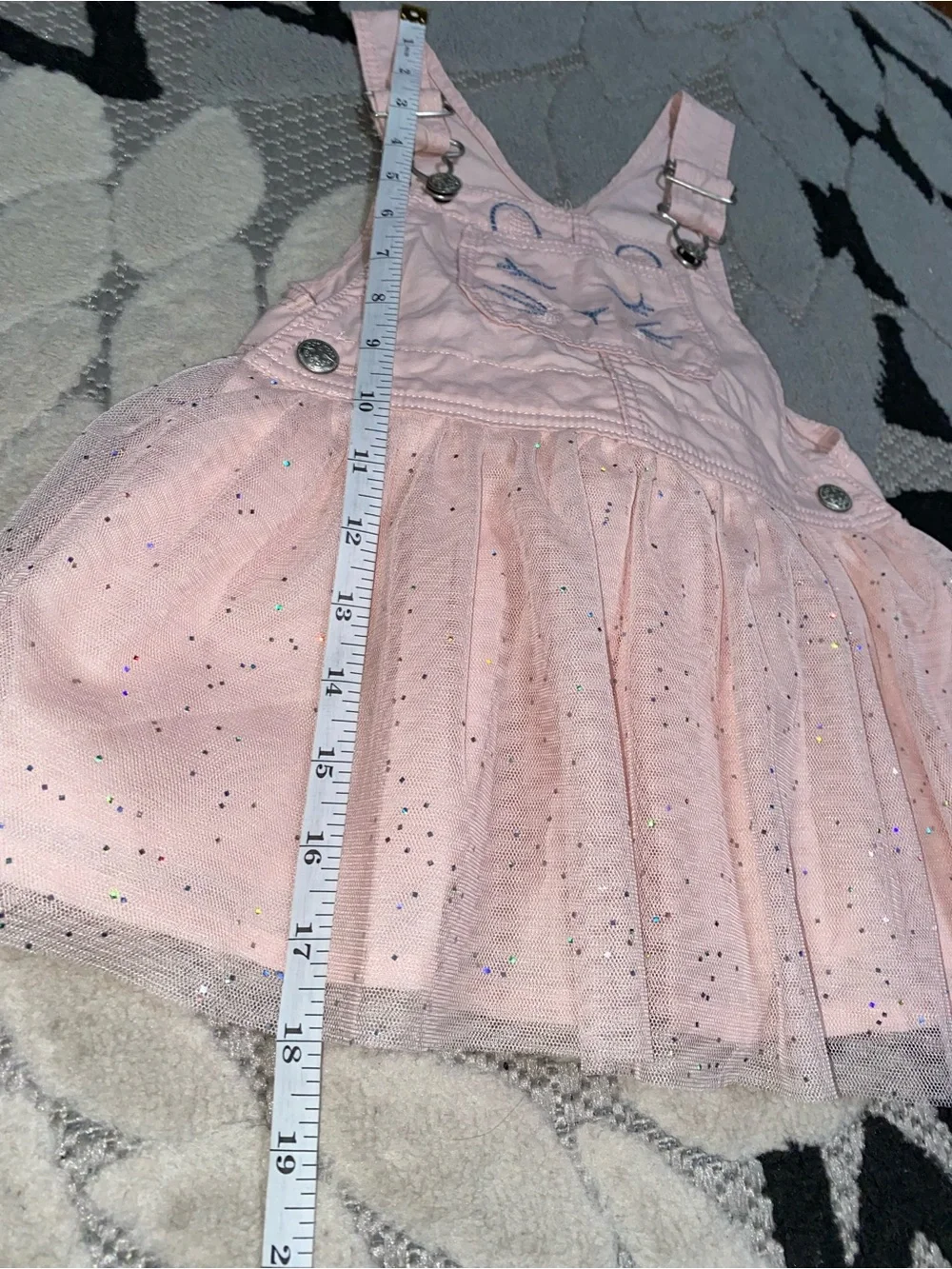 Pink Bunny Glitter Tulle Overall Dress Baby Girl 18 Months
